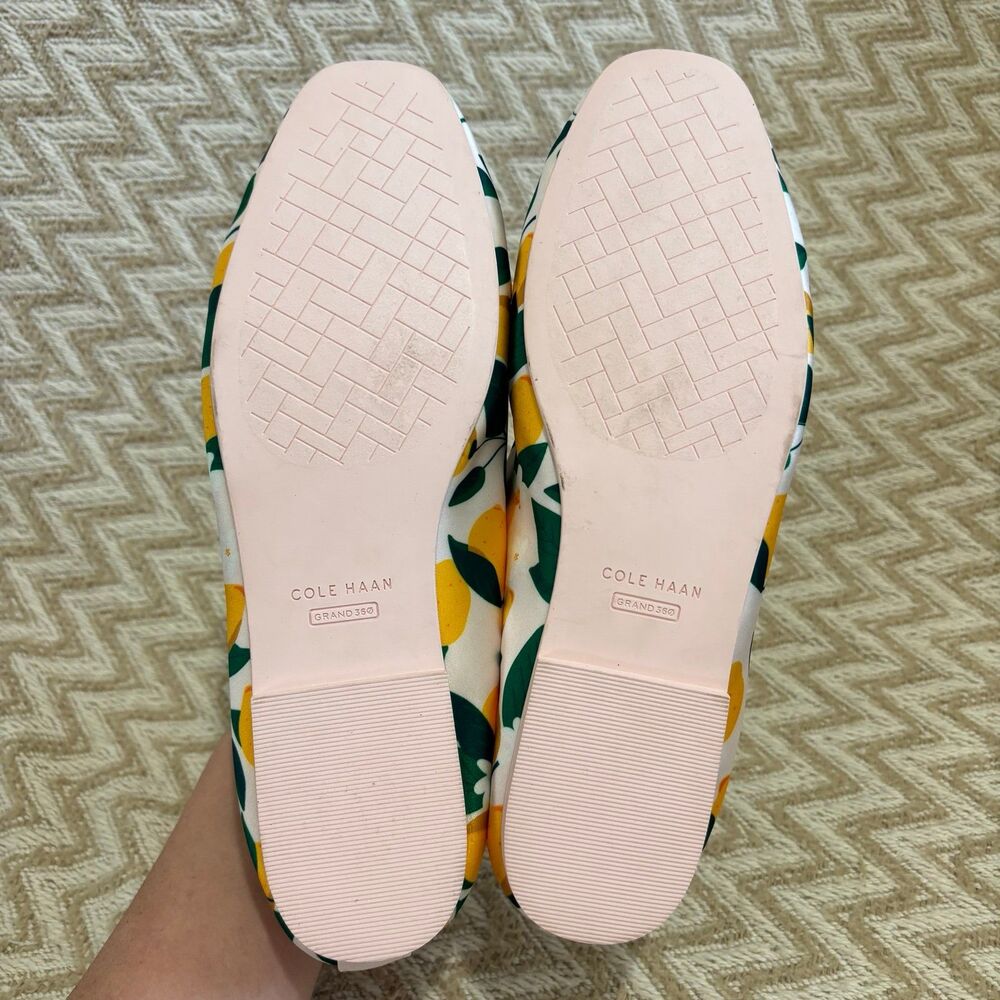 RARE Cole Haan York Soft Ballet Flats Rosewater Lemon Satin - Picture 8 of 10